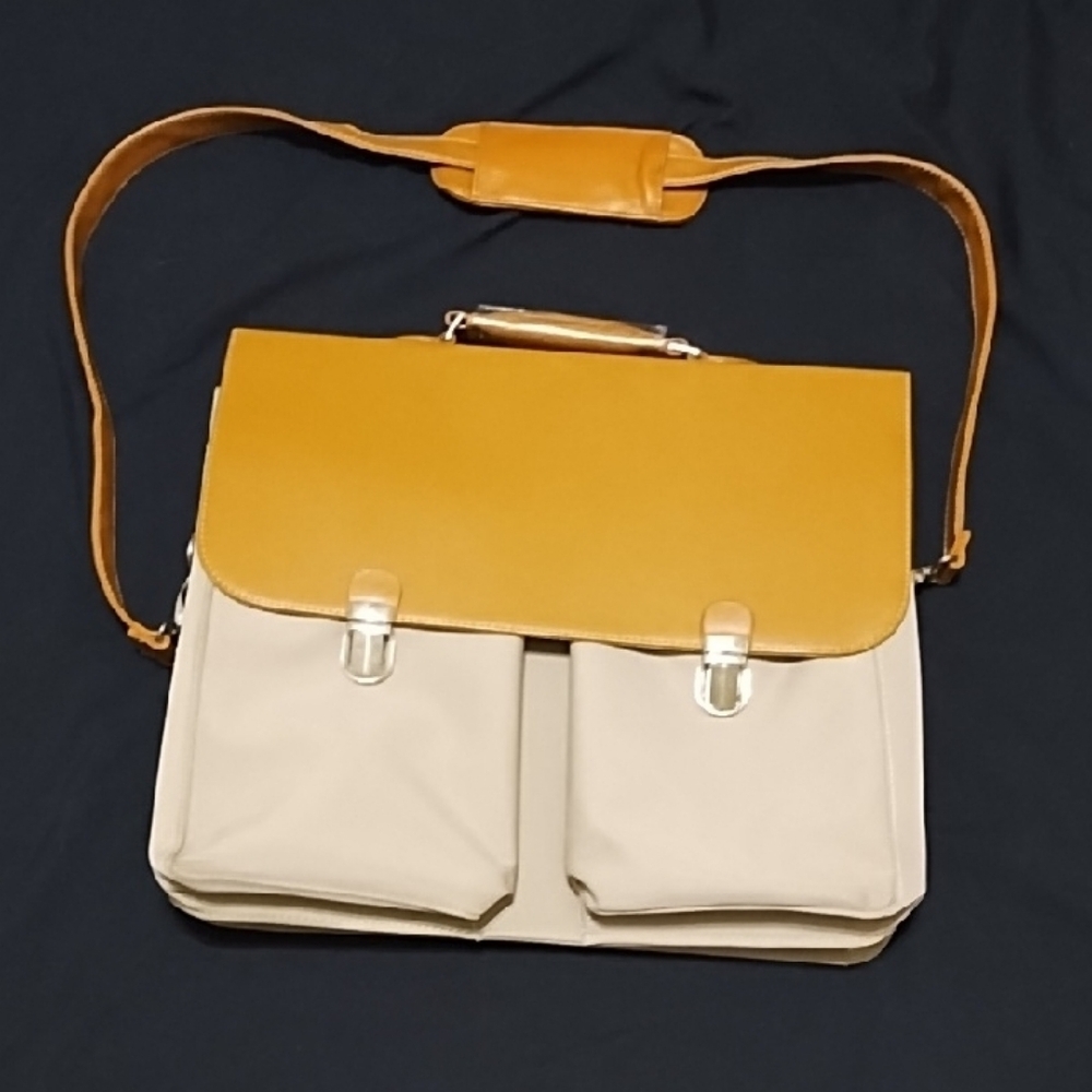 Tan and Cream Briefcase/Bag